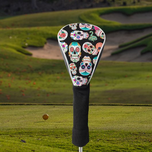 Boho Sugar Skulls auf schwarz Golf Headcover