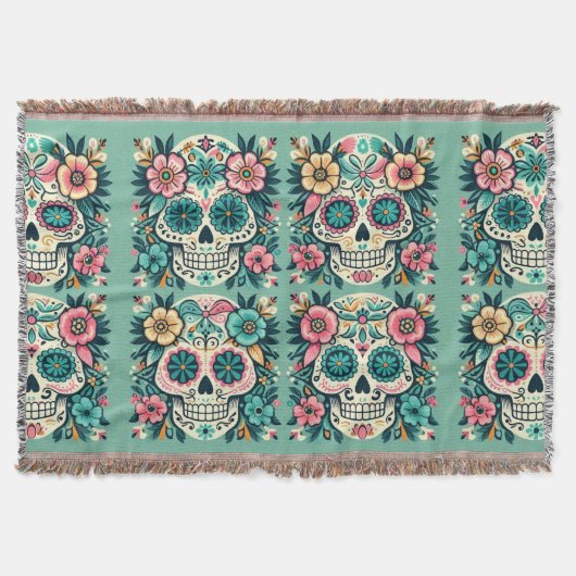 Boho SugarSkulls Decke (Vorderseite)