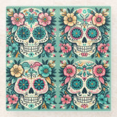 Boho SugarSkulls Glasuntersetzer (Vorderseite)