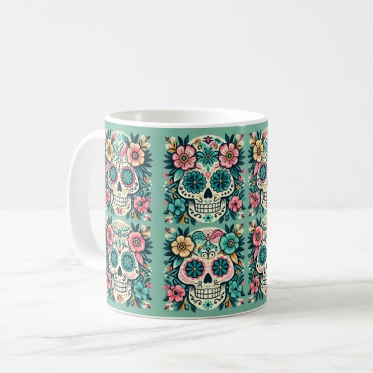 Boho SugarSkulls Kaffeetasse (Vorderseite Links)