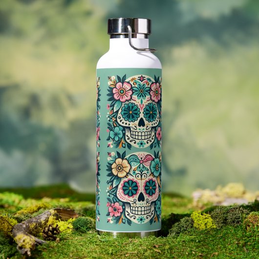 Boho SugarSkulls Trinkflasche (Außenbereich (gedreht))