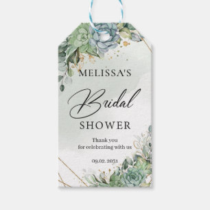 Boho sukkulente Blume Grün Gold Brautparty Geschenkanhänger