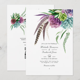 Boho Sukkulente Pflanze QR Code UAWG Wedding Einladung