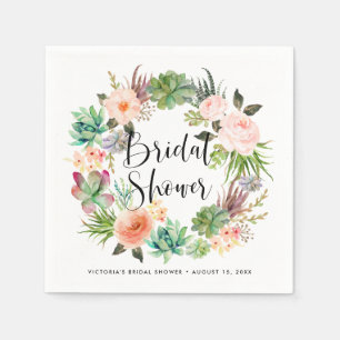 Boho-Sukkulenten-Blumenkranz-Sommer-Brautparty Serviette