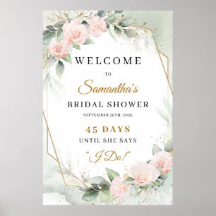 Boho Sukkulenten Eukalyptus Brautparty Countdown Poster
