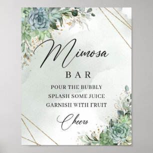 Boho Sukkulenten Eukalyptus Gold Mimosa Bar Schild