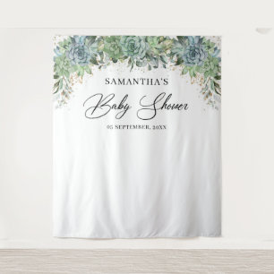 Boho-Sukkulenten Eukalyptus Goldrahmen Babyparty Wandteppich