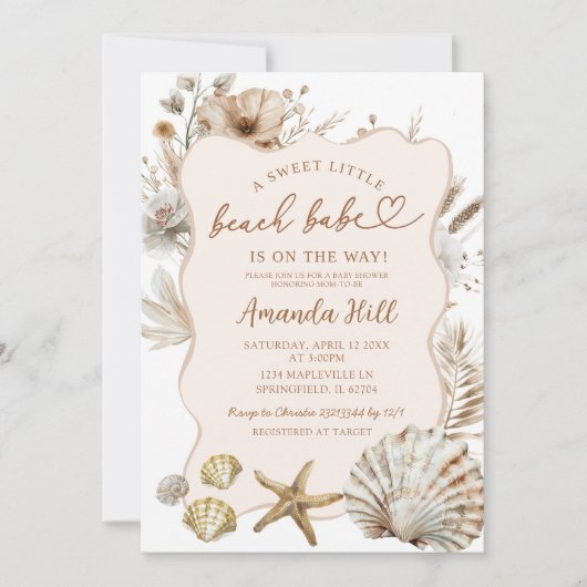 Boho Summer Beach babe Baby Dusche Einladung (Vorderseite)
