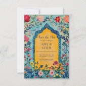 Boho Summer Blue Floral Save the Date Invitation (Vorderseite)