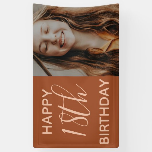 Boho Summer Brown Terracotta Trendy Birthday Banner (Vertikal)