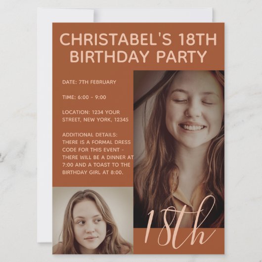 Boho Summer Brown Terracotta Trendy Birthday Party Einladung (Vorderseite)