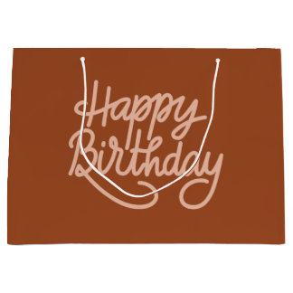 Boho Summer Brown Terracotta Trendy Happy Birthday Große Geschenktüte