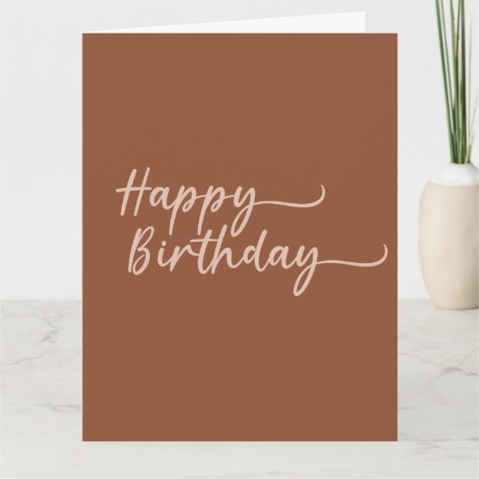 Boho Summer Brown Terracotta Trendy Happy Birthday Karte (Vorderseite)