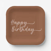Boho Summer Brown Terracotta Trendy Happy Birthday Pappteller (Vorderseite)