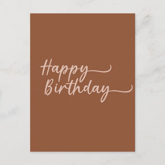 Boho Summer Brown Terracotta Trendy Happy Birthday Postkarte (Vorderseite)