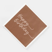 Boho Summer Brown Terracotta Trendy Happy Birthday Serviette (Ecke)