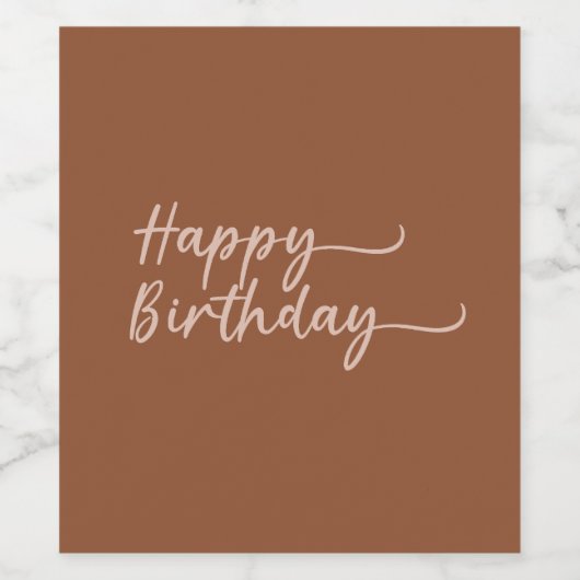 Boho Summer Brown Terracotta Trendy Happy Birthday Weinetikett (Einzelnes Label)