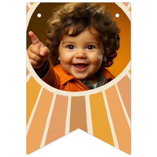 Boho Summer First Trip rund um das Sun Foto Geburt Wimpelkette (Dritte Fahne)