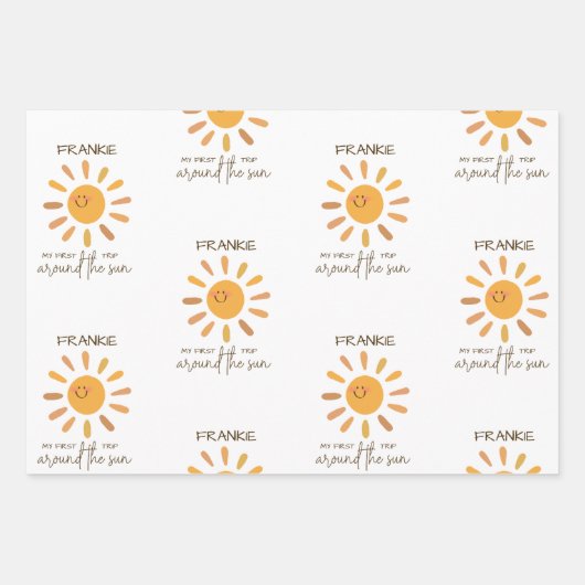 Boho Summer First Trip rund um Sun Birthday Geschenkpapier Set (Vorderseite)