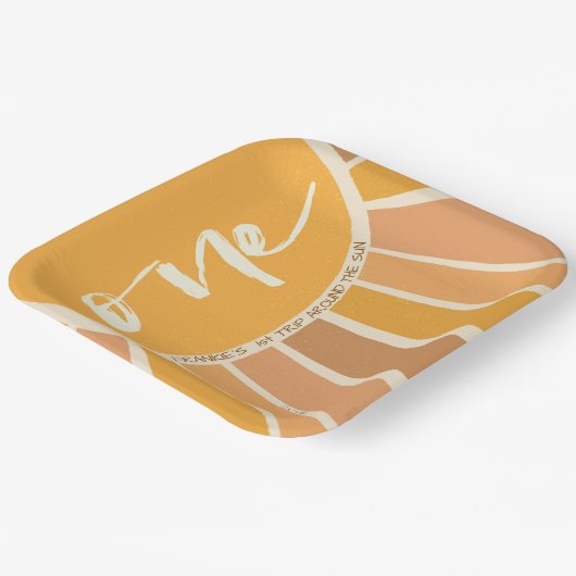 Boho Summer First Trip rund um Sun Birthday Pappteller (Gewinkelt)