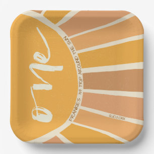 Boho Summer First Trip rund um Sun Birthday Pappteller