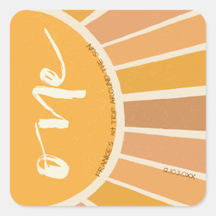 Boho Summer First Trip rund um Sun Birthday Quadratischer Aufkleber