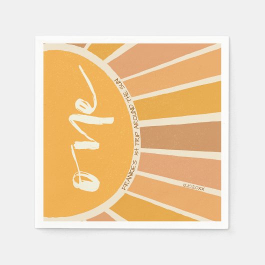 Boho Summer First Trip rund um Sun Birthday Serviette (Vorderseite)