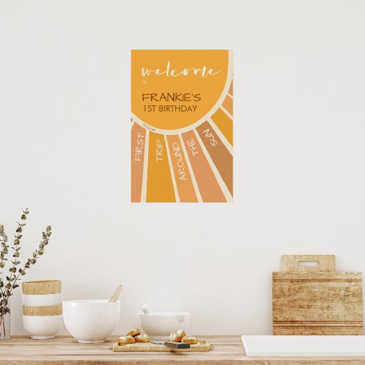 Boho Summer First Trip rund um Sun Welcome Sign Poster (Küche)