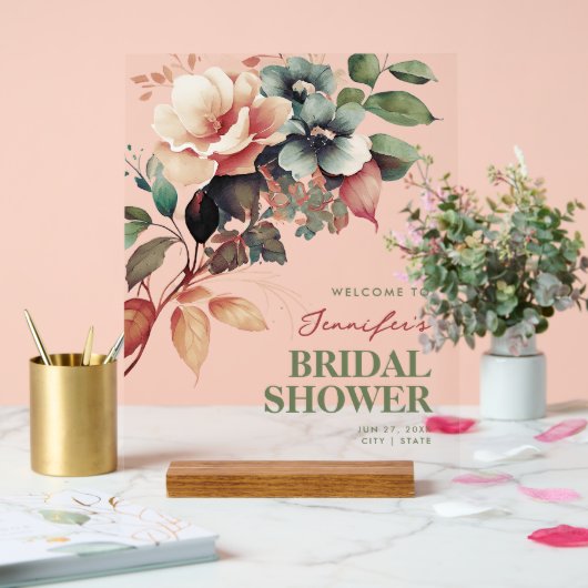 Boho Summer Floral Brautparty Willkommen Acrylschild (Hochzeit)