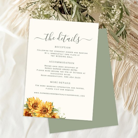 Boho summer floral garden wedding guest details begleitkarte