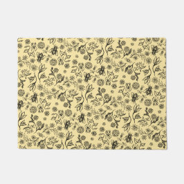 Boho Summer Floral Honey Bee Pattern Yellow Niedli Fußmatte