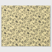 Boho Summer Floral Honey Bee Pattern Yellow Niedli Geschenkpapier (Flach)