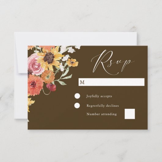 Boho Summer Floral Modern Wedding RSVP Karte (Vorderseite)