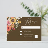 Boho Summer Floral Modern Wedding RSVP Karte (Stehend Vorderseite)