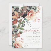 Boho Summer Garden Floral Graduation Party Einladung (Vorderseite)