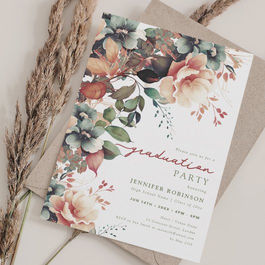 Boho Summer Garden Floral Graduation Party Einladung