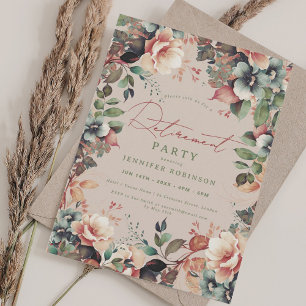 Boho Summer Garden Floral Retirement Champagne Einladung