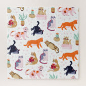 Boho Summer Niedlich Cats Green Cactus Puzzle (Vertikal)