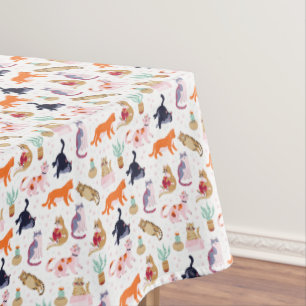 Boho Summer Niedlich Cats Green Cactus Tischdecke