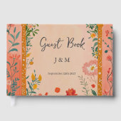 Boho Summer Pink Floral Wedding Gästebuch (Vorderseite)
