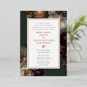 Boho Summer Rose Vintage aestethische Hochzeit Folieneinladung (Stehend vorne)