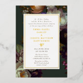 Boho Summer Rose Vintage aestethische Hochzeit Folieneinladung (Vorderseite)