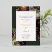Boho Summer Rose Vintage aestethische Hochzeit Folieneinladung (Stehend vorne)