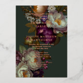 Boho Summer Rose Vintage aestethische Hochzeit Folieneinladung (Vorderseite)