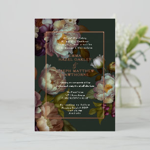 Boho Summer Rose Vintage aestethische Hochzeit Folieneinladung