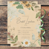 Boho Summer Sunflower & Daisy Gold Bridal Luncheon Einladung