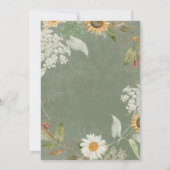 Boho Summer Sunflower & Daisy Green Bridal Brunch Einladung (Rückseite)
