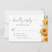 Boho summer sunflower garden black white wedding RSVP karte (Vorderseite)