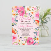 Boho Summer Watercolor Pink Brautparty Einladung (Stehend Vorderseite)