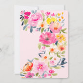 Boho Summer Watercolor Pink Brautparty Einladung (Rückseite)